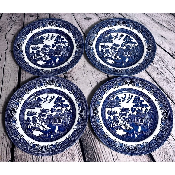 Churchill | Dining | Churchill Blue Willow Set Four 8 Salad Plates ...